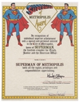 Kirk Alyn, Joe Shuster and Jerry Siegel Signed Superman of Metropolis Award